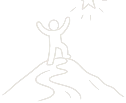 A figure reaching the top of a winding path